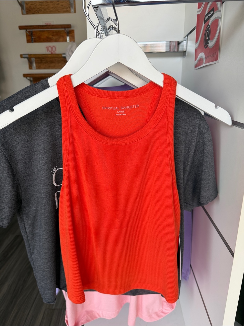 Spiritual Gangster Bright Red Ribbed Tank